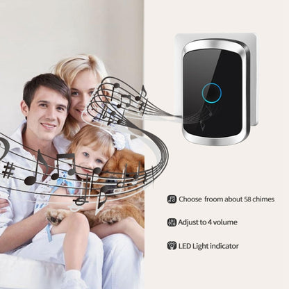 CACAZI A50 1 For 1 Wireless Music Doorbell without Battery, Plug:UK Plug(White) - Wireless Doorbell by CACAZI | Online Shopping UK | buy2fix