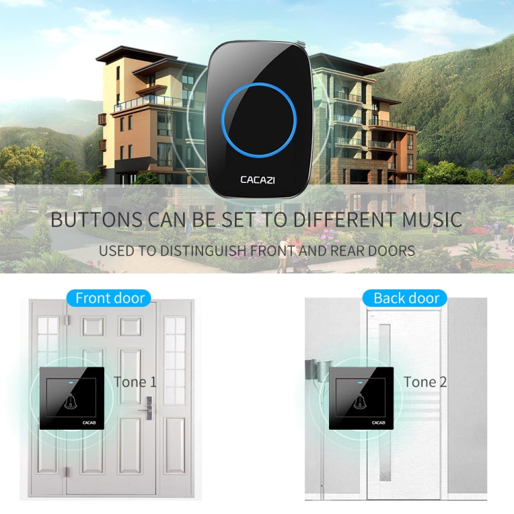 CACAZI H10 1 For 1 Wireless Smart Doorbell without Battery, Plug:EU Plug(White) - Security by CACAZI | Online Shopping UK | buy2fix