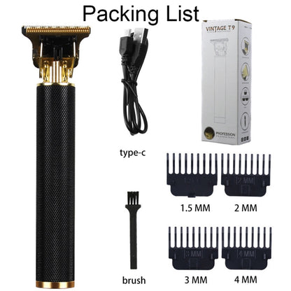 Hollow T-Shaped Steel Head Hair Trimmer USB Charging Carving Electric Hair Clipper, Color: Gold - Hair Trimmer by buy2fix | Online Shopping UK | buy2fix