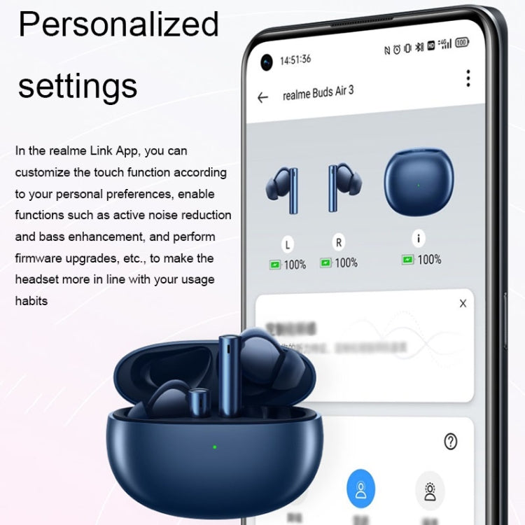 Realme Buds Air 3 In-Ear Active Noise Reduction Sports Wireless Bluetooth Earphones(Blue) - Bluetooth Earphone by Realme | Online Shopping UK | buy2fix