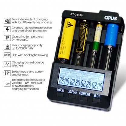 OPUS BT-C3100 Smart Smart Digital Intelligent 4-Slot Battery Charger(UK Plug) - Consumer Electronics by OPUS | Online Shopping UK | buy2fix