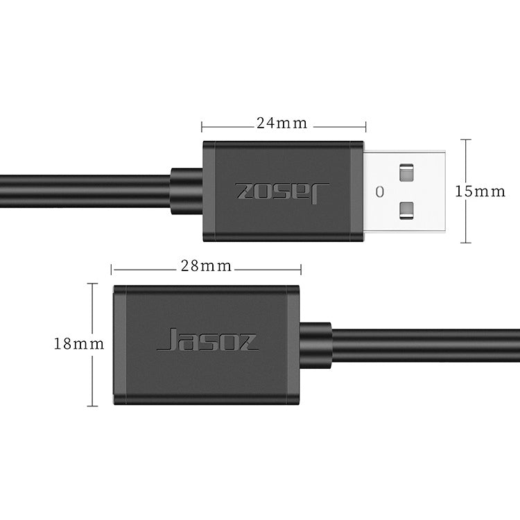 3 PCS Jasoz USB Male to Female Oxygen-Free Copper Core Extension Data Cable, Colour: Black 3m - USB Cable by buy2fix | Online Shopping UK | buy2fix