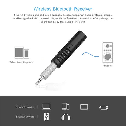 H-139 3.5mm Lavalier Bluetooth Audio Receiver with Metal Adapter(Black) - Apple Accessories by buy2fix | Online Shopping UK | buy2fix