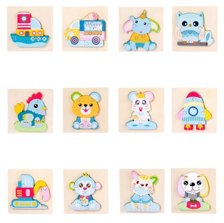 3 PCS Early Childhood Education Wooden Three-Dimensional Jigsaw Puzzle Toy(S-Bear) - Puzzle Toys by buy2fix | Online Shopping UK | buy2fix