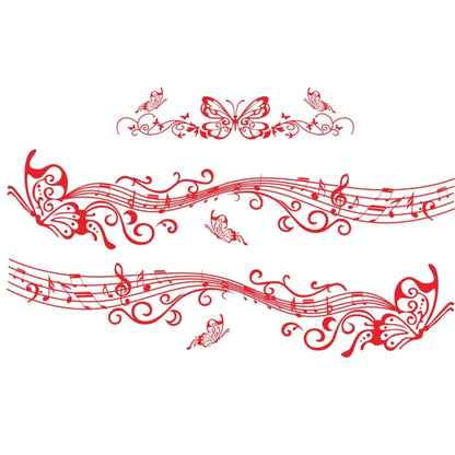 D-347 Butterfly Note Car Sticker Sheet Music Waist Line Body Sticker(Red) - In Car by buy2fix | Online Shopping UK | buy2fix