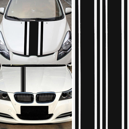 2 PCS Car Hood Stickers Modified Racing Striped Ethylene Body Sticker(Black) - In Car by buy2fix | Online Shopping UK | buy2fix