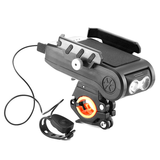 BG-2021 Bicycle Front Light 4 In 1 Mobile Phone Holder Horn Light Mountain Bike Front Light, Colour: 4000 MAH Black - Headlights by buy2fix | Online Shopping UK | buy2fix