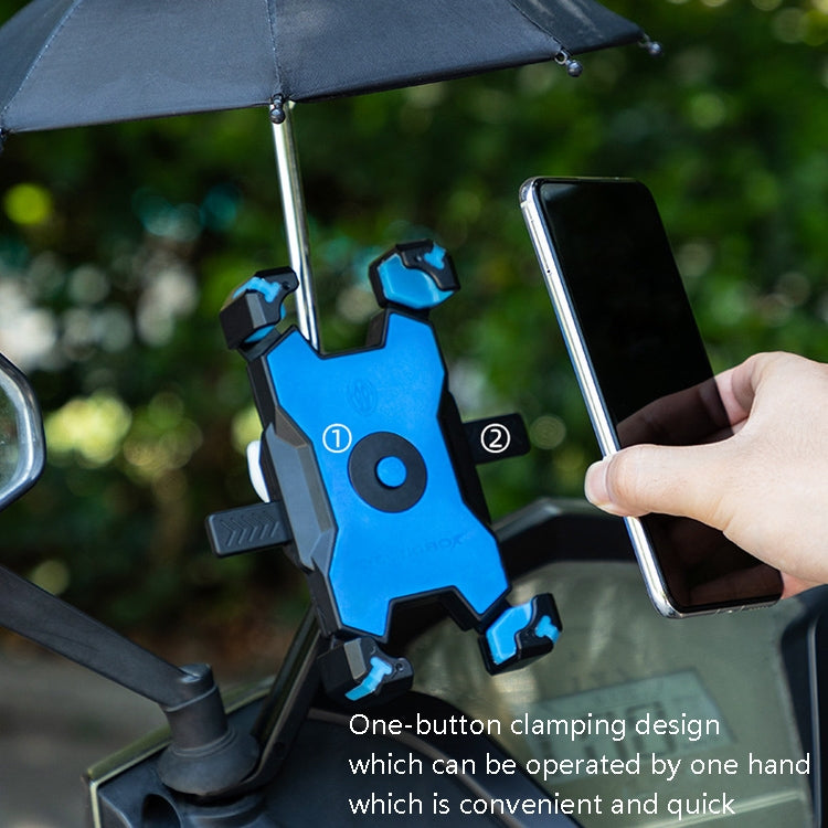 CYCLINGBOX Bicycle Mobile Phone Bracket With Parasol Rider Mobile Phone Frame, Style: Rearview Mirror Installation (Yellow) - Outdoor & Sports by CYCLINGBOX | Online Shopping UK | buy2fix