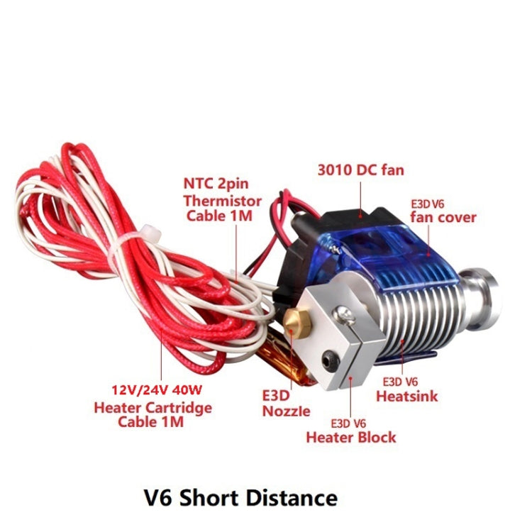 3D V6 Printer Extrusion Head Printer J-Head Hotend With Single Cooling Fan, Specification: Short 3 / 0.2mm - Consumer Electronics by buy2fix | Online Shopping UK | buy2fix