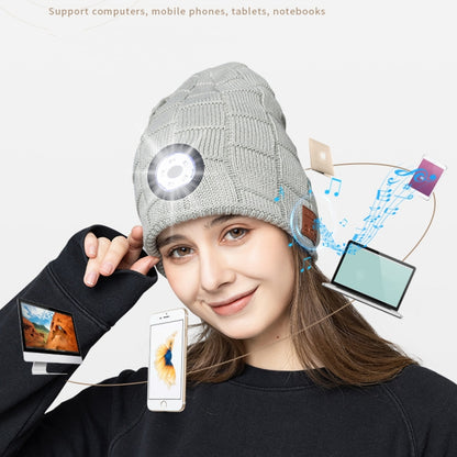 RG5-BL Bluetooth LED Lighting Music Knit Hat Plus Velvet Night Running Lamp Hat(Dark Gray) - Smart Wear by buy2fix | Online Shopping UK | buy2fix