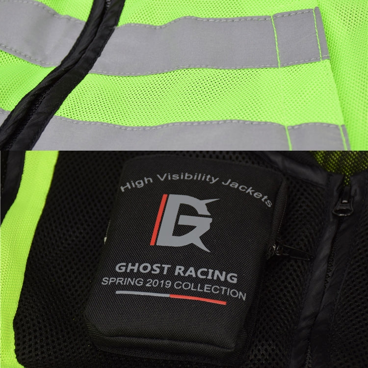 GHOST RACING GR-Y06 Motorcycle Riding Vest Safety Reflective Vest, Size: XXXL(Fluorescent Green) - In Car by GHOST RACING | Online Shopping UK | buy2fix