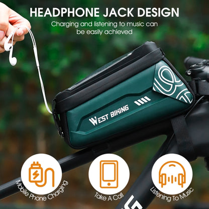 WEST BIKING 2.5L Bicycle Front Beam Mobile Phone Touch Screen Hard Shell Bag(Dark Green) - Bicycle Bags by WEST BIKING | Online Shopping UK | buy2fix