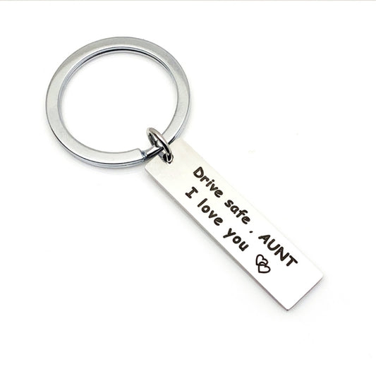 10 PCS C1010 Drive Safe Stainless Steel Tag Keychain 10x40mm(Aunt) - In Car by buy2fix | Online Shopping UK | buy2fix