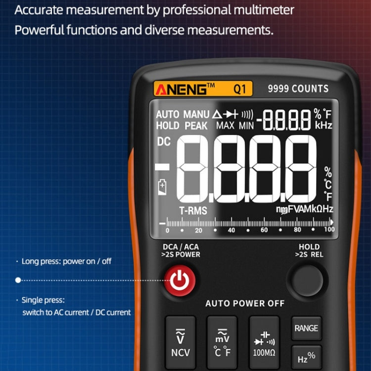 ANENG AN-Q1 Automatic High-Precision Intelligent Digital Multimeter, Specification: Standard with Cable(Orange) - Consumer Electronics by ANENG | Online Shopping UK | buy2fix