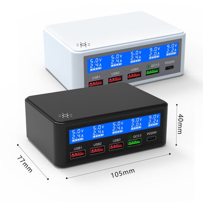 618 QC3.0 + PD20W + 3 x USB Ports Charger with Smart LCD Display, US Plug (White) - Multifunction Charger by buy2fix | Online Shopping UK | buy2fix