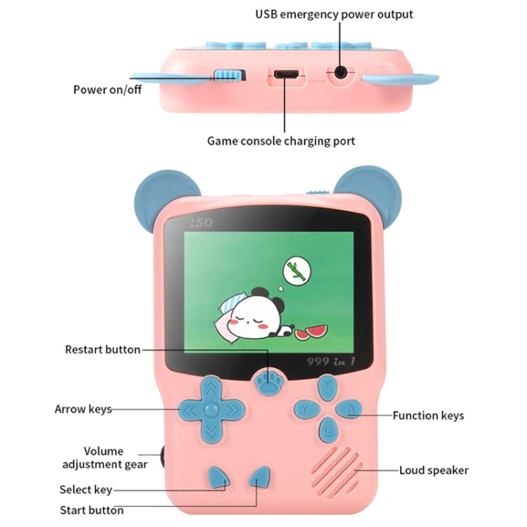 I50 999 in 1 Children Cat Ears Handheld Game Console, Style: Singles (Blue) - Pocket Console by buy2fix | Online Shopping UK | buy2fix