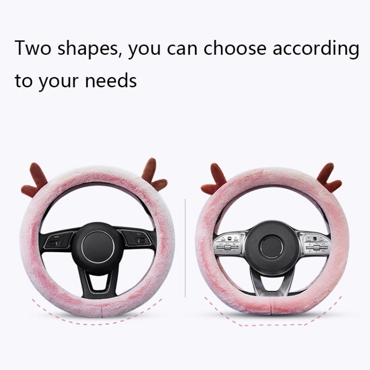 Antler Thick Plush Steering Wheel Cover, Style: D Type (Pink) - In Car by buy2fix | Online Shopping UK | buy2fix