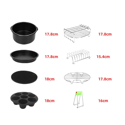 12 PCS/Set 7 Inch Air Fryer Baking Accessories Stainless Steel Set - Kitchen Machine Accessories by buy2fix | Online Shopping UK | buy2fix