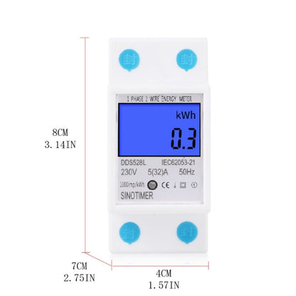 DDS528L Backlight Display Home Single-phase Rail Energy Meter 5-32A(230V 50Hz) - Consumer Electronics by SINOTIMER | Online Shopping UK | buy2fix