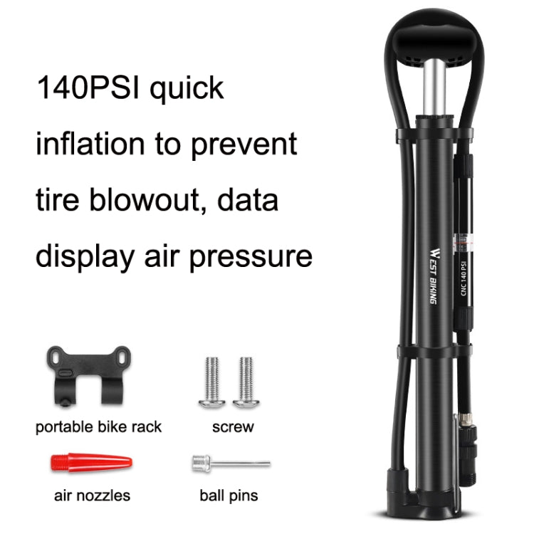 WEST BIKING YP0711122 Portable Bicycle High Pressure Pump(Silver) - Bicycle Locks & Bicycle Pumps by WEST BIKING | Online Shopping UK | buy2fix