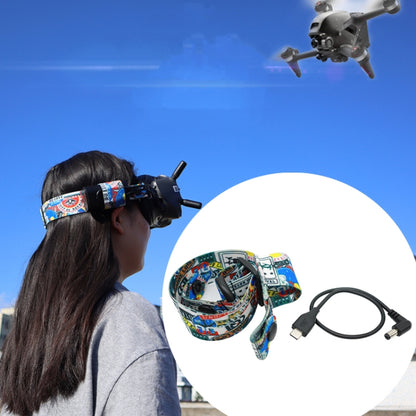 Flight Video Glasses Graffiti Color Headband Fixed Strap For DJI FPV Goggles V2 Strap + Power Line - DJI & GoPro Accessories by buy2fix | Online Shopping UK | buy2fix