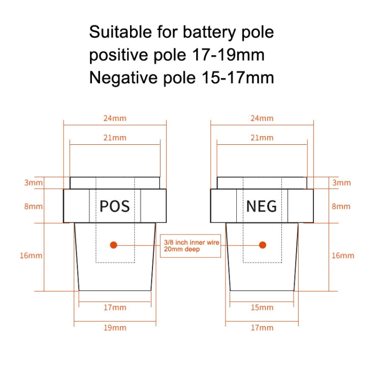 3 Pairs Car Battery Pile Header Circular Column Battery Maintenance Modification Accessories - In Car by buy2fix | Online Shopping UK | buy2fix