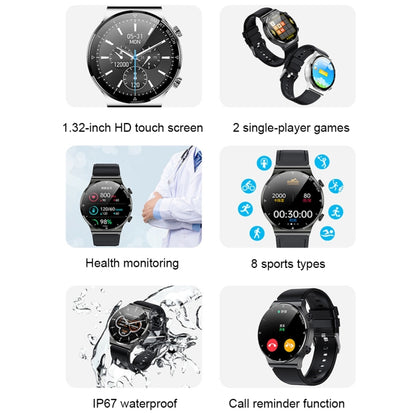 ME88 1.32 Inch Heart Rate Sleep Monitoring Smart Watch(Silver Leather) - Smart Wear by buy2fix | Online Shopping UK | buy2fix