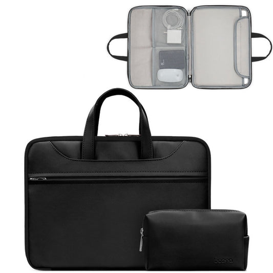 Baona BN-Q006 PU Leather Full Opening Laptop Handbag For 11/12 inches(Black+Power Bag) - 12.1 inch by Baona | Online Shopping UK | buy2fix