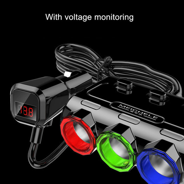 MEICHELE Car Cigarette Lighter Charger Dual USB 1A+2.1A With Switch(Black Voltage Version) - In Car by MEICHELE | Online Shopping UK | buy2fix