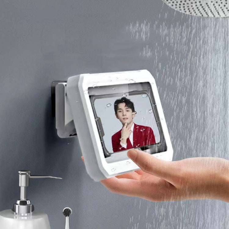 Retractable Rotating Bathroom Waterproof Mobile Phone Box Wall Mount Mobile Phone Holder(White) - Hand-Sticking Bracket by buy2fix | Online Shopping UK | buy2fix
