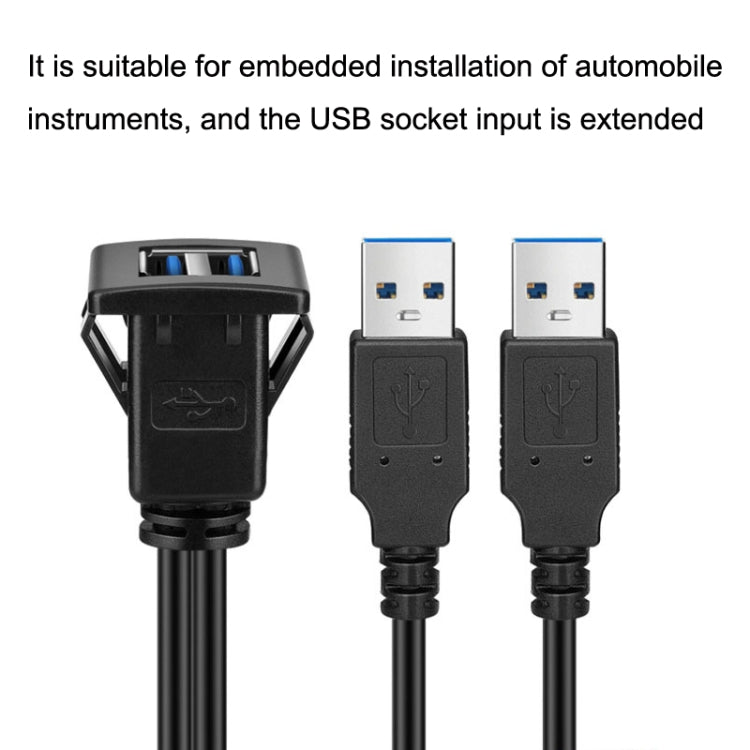 RF-56 Dual-port USB3.0 Waterproof Cable Car Dashboard Audio Extension Line, Cable Length: 1m - In Car by buy2fix | Online Shopping UK | buy2fix