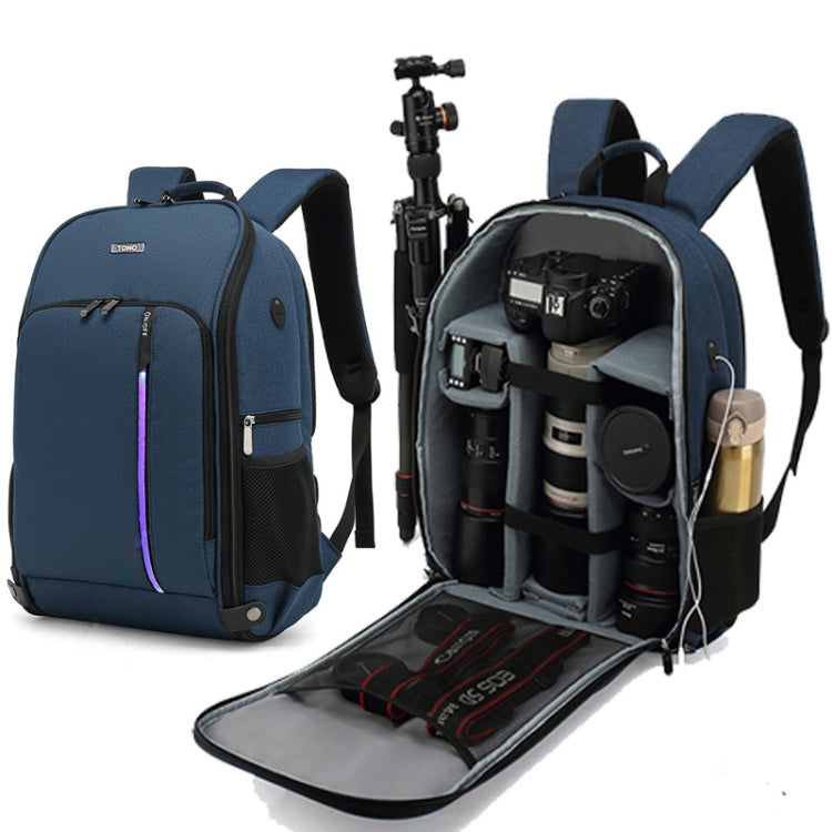 TONO LED Light SLR Digital Camera Backpack With USB Port(Black) - Camera Accessories by TONO | Online Shopping UK | buy2fix