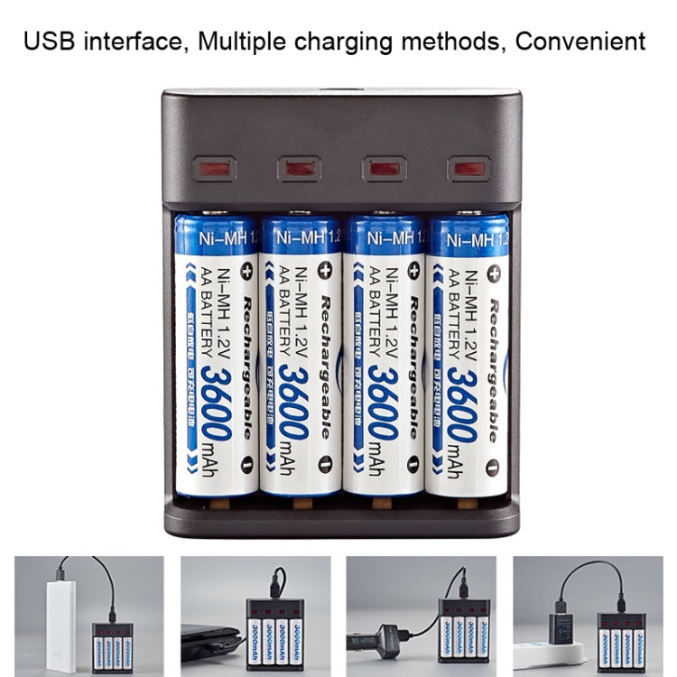 BMAX BH-804U 1.2V AA/AAA Rechargeable Battery Independent 4 Slot USB Charger - Consumer Electronics by BMAX | Online Shopping UK | buy2fix