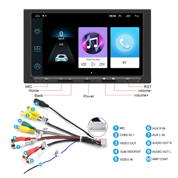 7 inch Carplay GPS Navigation Reverse Integrated Machine, Style: Standard+4 Light Camera(1+16G) - In Car by buy2fix | Online Shopping UK | buy2fix