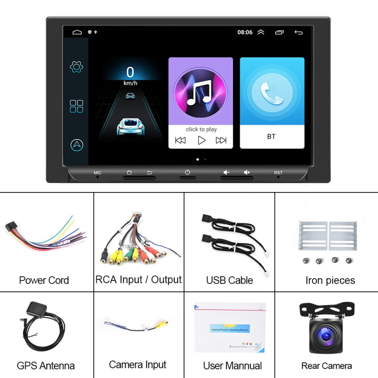 7 inch Carplay GPS Navigation Reverse Integrated Machine, Style: Standard+AHD Camera(2+32G) - In Car by buy2fix | Online Shopping UK | buy2fix