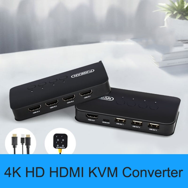 FJGEAR FJ-HK401 4 In 1 Out HDMI To KVM HD Video Switcher - Splitter by FJGEAR | Online Shopping UK | buy2fix