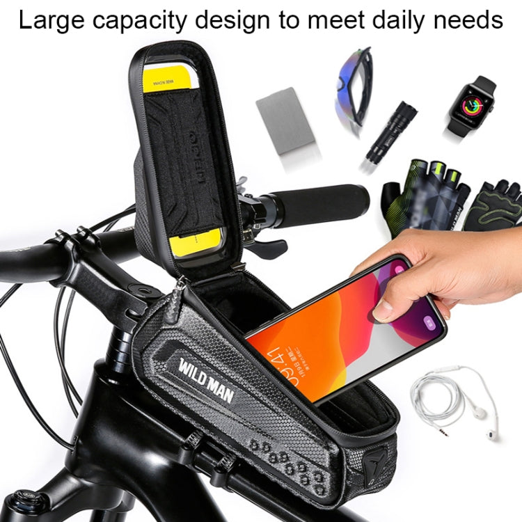 WILD MAN E10S 1L Mountain Bike Phone Touch Screen Hard Shell Tube Bag with Earphone Hole(Black) - Bicycle Bags by WILD MAN | Online Shopping UK | buy2fix