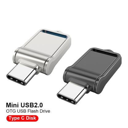 64GB USB 2.0 + Type-C/USB-C High Speed Mini Computer and Phone Dual-purpose Rotary U Disk(Silver) - USB Flash Drives by buy2fix | Online Shopping UK | buy2fix