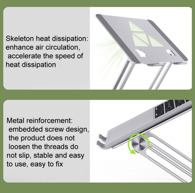 Aluminum Laptop Tablet Stand Foldable Elevated Cooling Rack,Style: Fan Blade Gray - Computer & Networking by buy2fix | Online Shopping UK | buy2fix