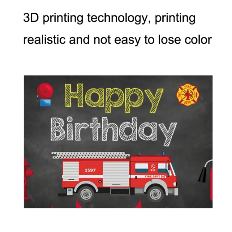 1.5x1m Fire Engine Happy Birthday Party Scene Backdrop for Photojournalism(MDU04233) - Camera Accessories by buy2fix | Online Shopping UK | buy2fix