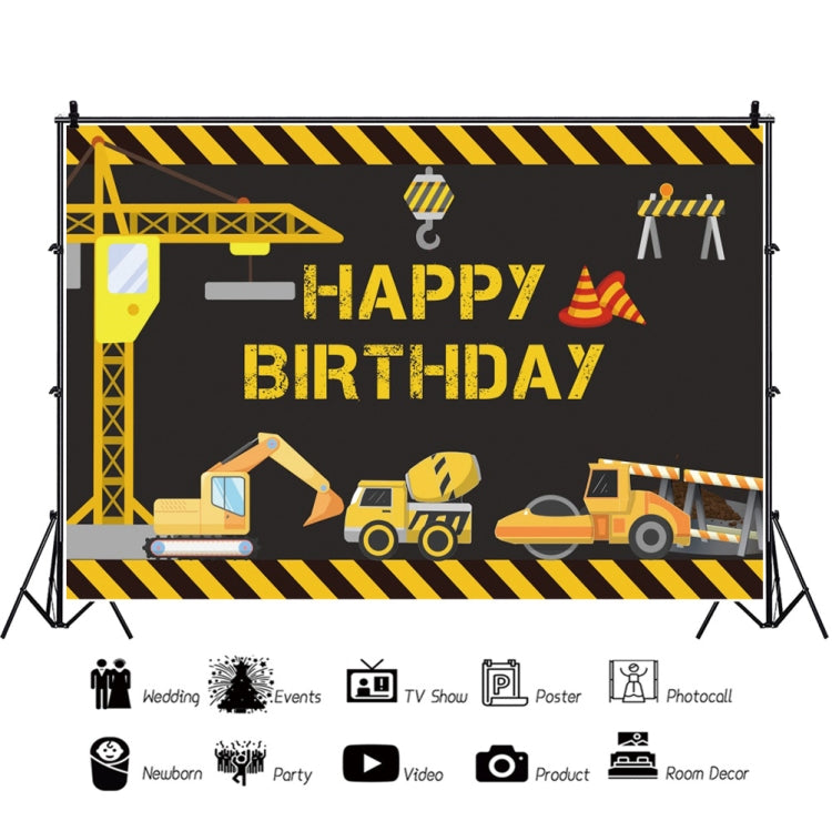 1.2m x 0.8m Construction Vehicle Series Happy Birthday Photography Background Cloth(11306952) - Camera Accessories by buy2fix | Online Shopping UK | buy2fix