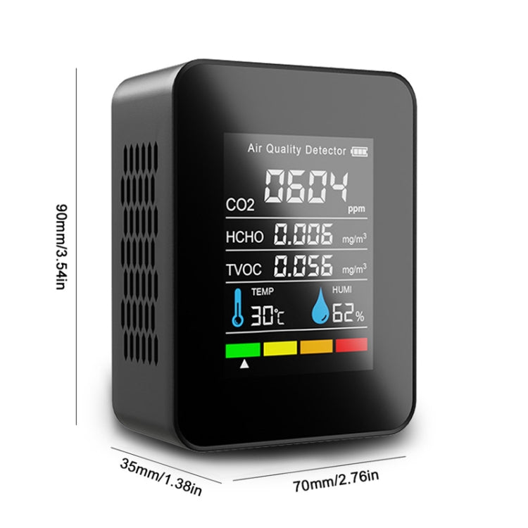 5 In 1 Temperature Humidity TVOC HCHO CO2 Large Screen Display Power Digital Air Quality Monitor(Black) - Consumer Electronics by buy2fix | Online Shopping UK | buy2fix