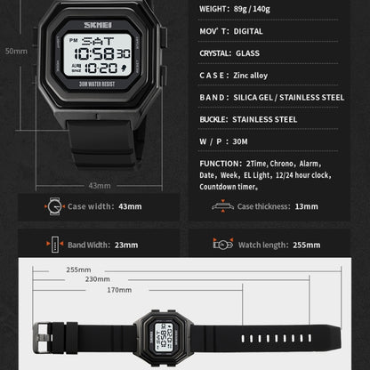 SKMEI 1875 Men Outdoor Electronic Watch Timing Multi-Functional Watch, Style: Silicone Band Black Machine - Silicone Strap Watches by SKMEI | Online Shopping UK | buy2fix