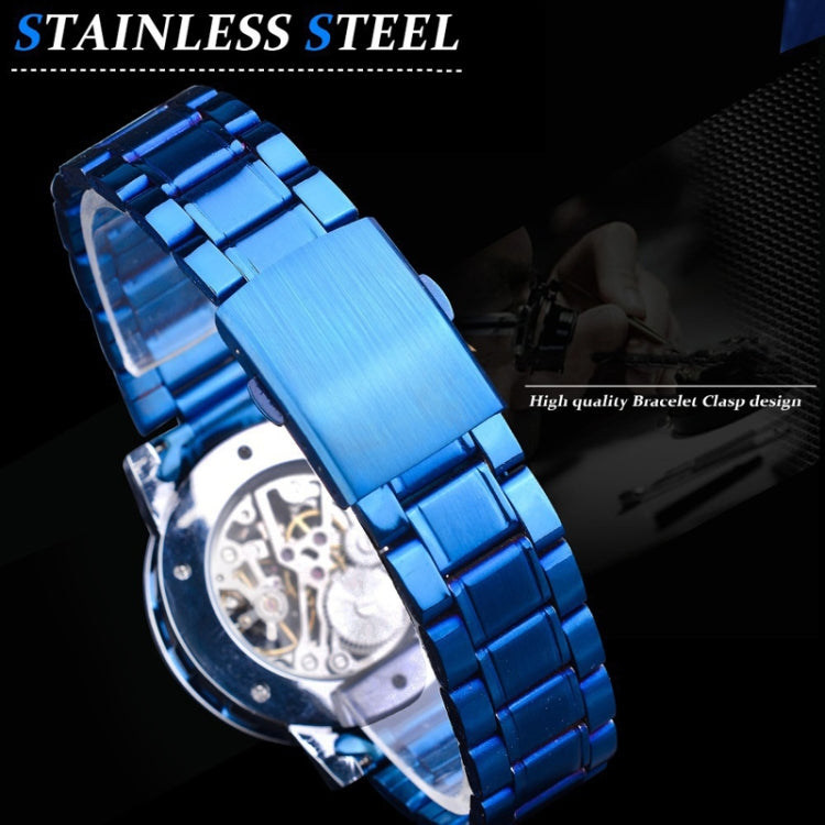 Winner Leisure Skeleton Diamond Luminous Pointer Watch Men Manual Mechanical Watch(Gold Belt Gold Shell Gold Face) - Metal Strap Watches by Winner | Online Shopping UK | buy2fix