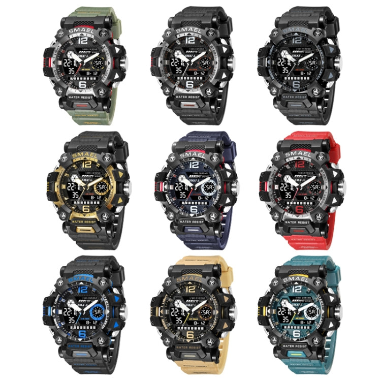 SMAEL 8072 Alloy Outdoor Multifunctional Electronic Watch Men Dual Display Waterproof Watch(Black Gold) - Metal Strap Watches by SMAEL | Online Shopping UK | buy2fix