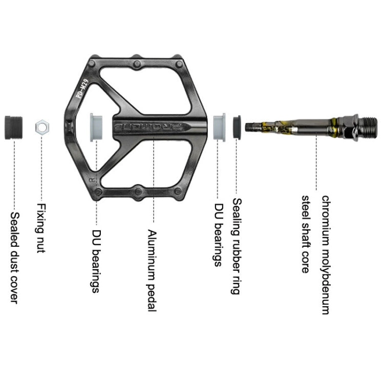 PROMEND PD-M29 1pair DU Bearings Pedal Aluminum Mountain Car Peilin Riding Foot Pedal(Black) - Pedals by PROMEND | Online Shopping UK | buy2fix