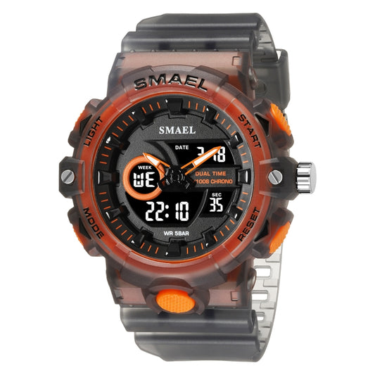 SMAEL 8081 Multifunctional Waterproof Luminous Numeric Digital Dual Display Outdoor Sports Watch(Gray Orange) - LED Digital Watches by SMAEL | Online Shopping UK | buy2fix