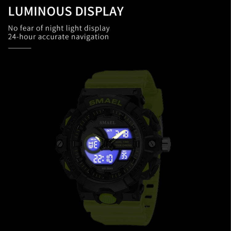 SMAEL 8081 Multifunctional Waterproof Luminous Numeric Digital Dual Display Outdoor Sports Watch(Black Blue) - LED Digital Watches by SMAEL | Online Shopping UK | buy2fix