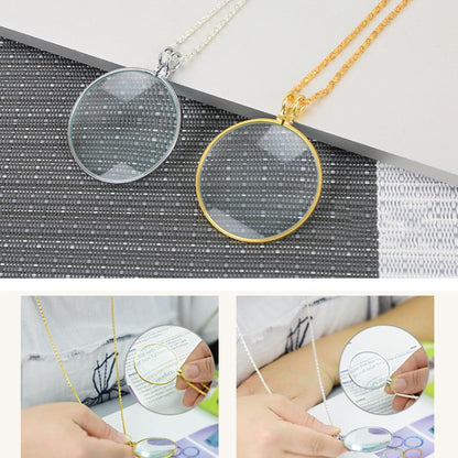 Metal Chain Round Expansion Mirror Glass Lens Necklace Magnifier(Gold) - Consumer Electronics by buy2fix | Online Shopping UK | buy2fix