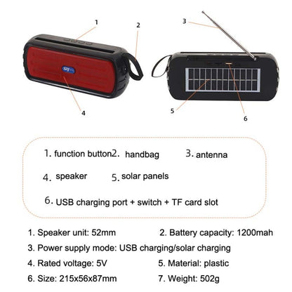 BAIJIALI SY-918 Solar Emergency Radio Read U Disk Large Volume Speaker LED Light Portable Player(Black) - Consumer Electronics by BAIJIALI | Online Shopping UK | buy2fix